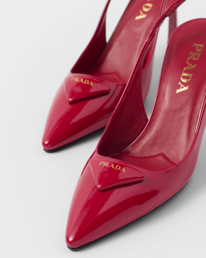 Patent leather slingback pumps